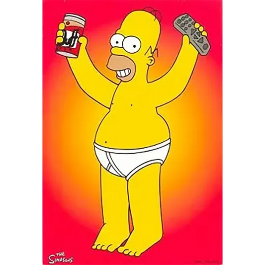 Postcard Simpsons - Homer [Slip, Duff & Télécommande]