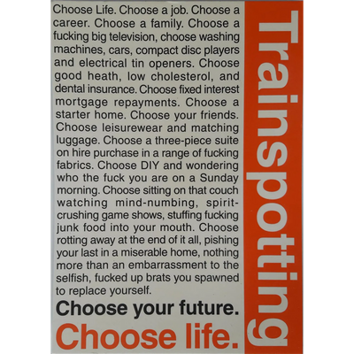 Carte postale Trainspotting - Choose Life