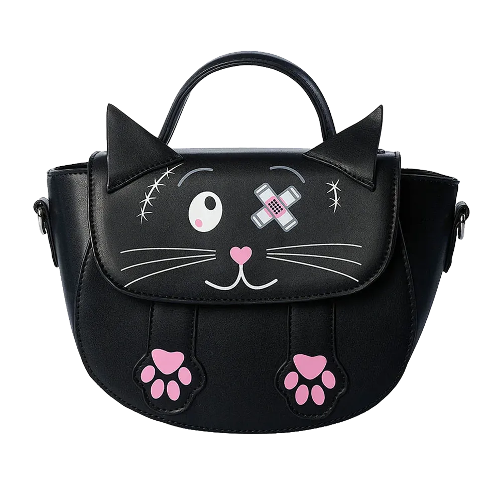 Sac à main Banned Alternative NEKO – face avant motif chat kawaii goth