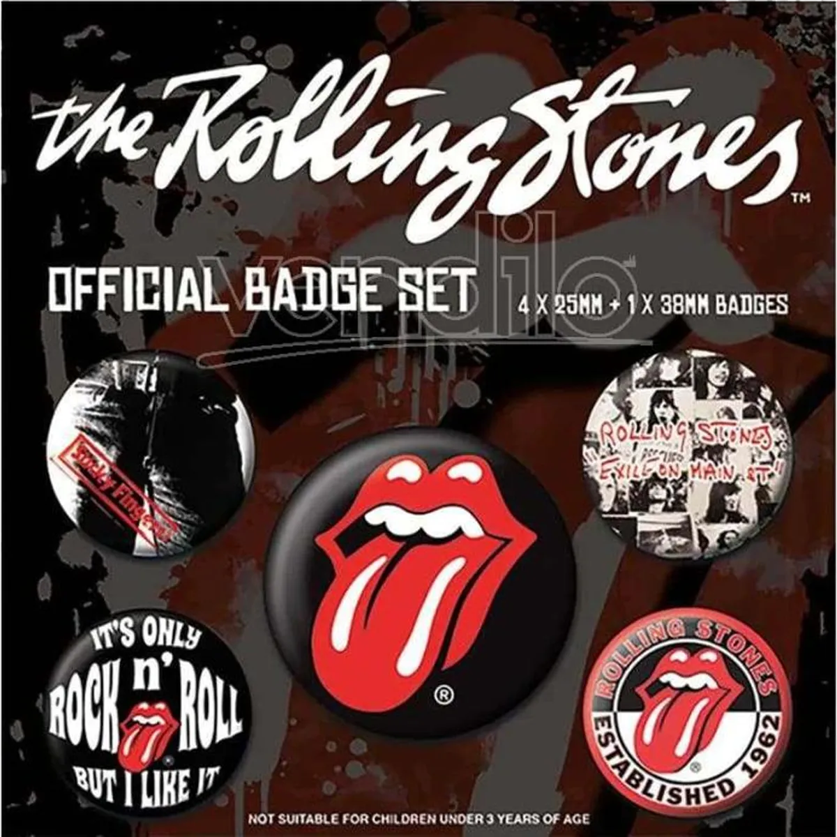 Badge Rolling Stones (pack de 5) [Sticky]