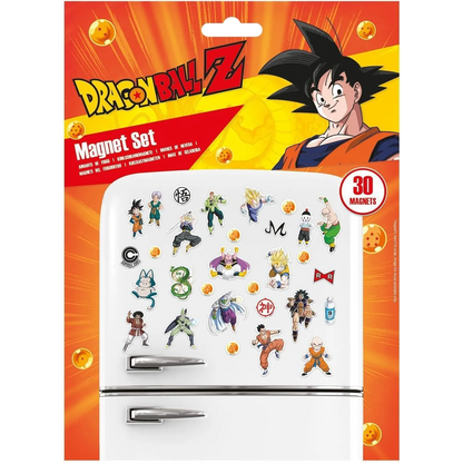 Set de 30 magnets Dragon Ball Z officiels avec Goku, Vegeta, Piccolo, Cell et Majin Buu – décoration frigo