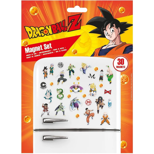 Set de 30 magnets Dragon Ball Z officiels avec Goku, Vegeta, Piccolo, Cell et Majin Buu – décoration frigo