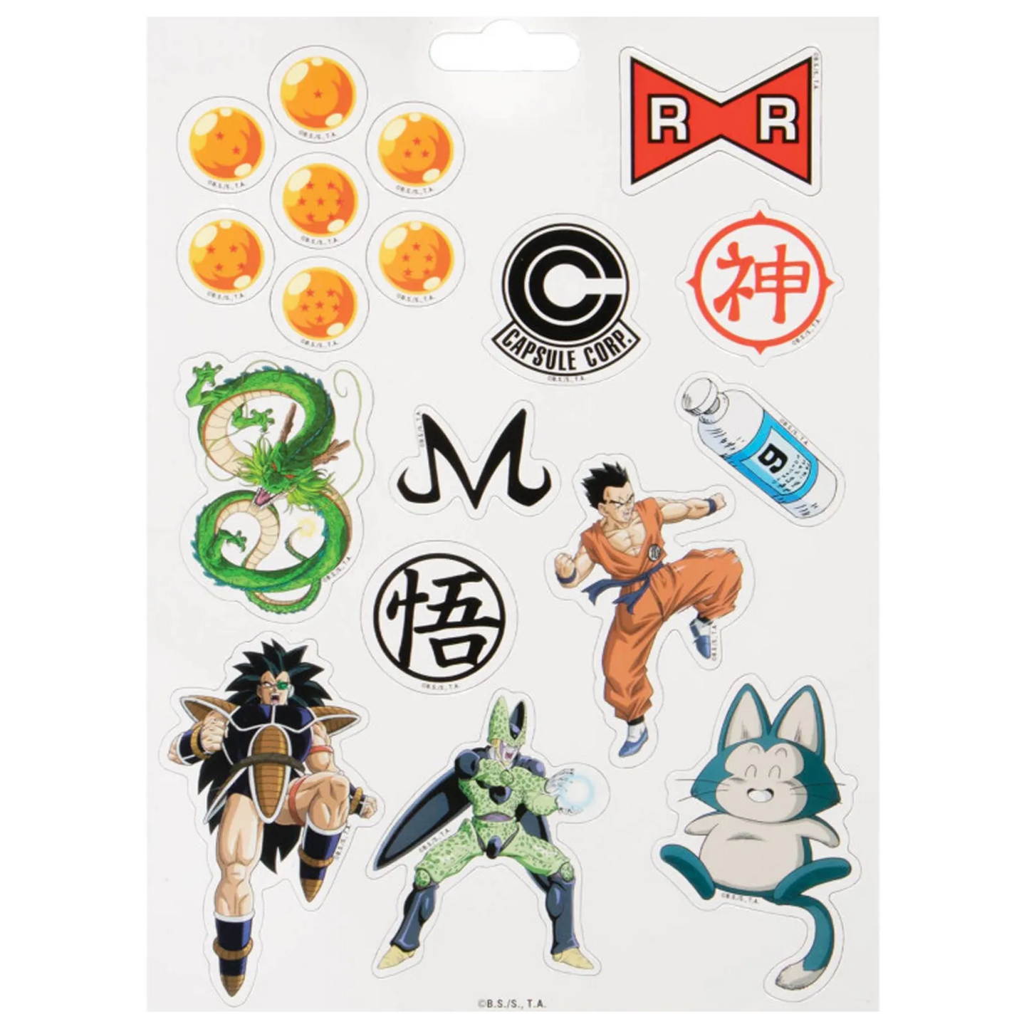 Planche de magnets Dragon Ball Z avec Dragon Balls, Capsule Corp, Shenron, Gohan et Cell