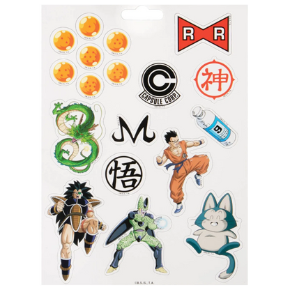 Planche de magnets Dragon Ball Z avec Dragon Balls, Capsule Corp, Shenron, Gohan et Cell