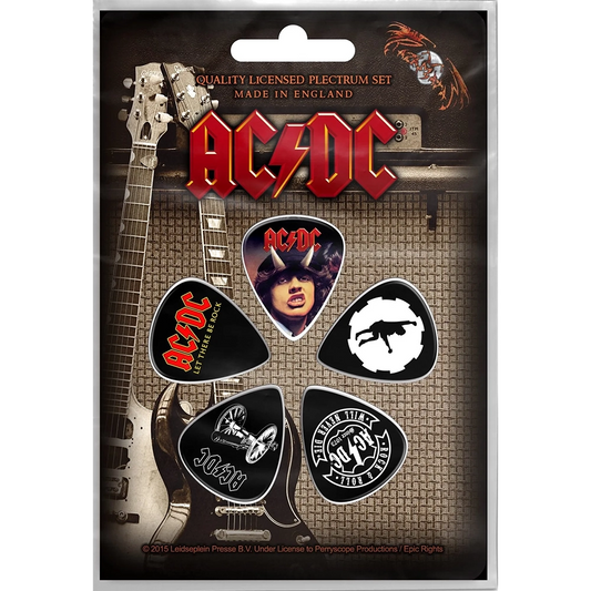 Official AC/DC Guitar Pick Set on Blister Card