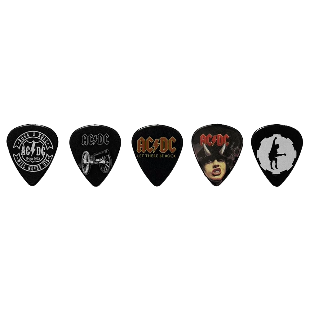 Ensemble de médiators AC/DC assortis, décorés de visuels divers