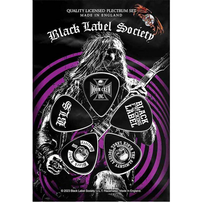 Set officiel de médiators Black Label Society présenté sur carte blister 