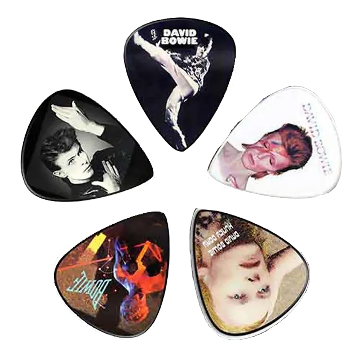 Ensemble de médiators David Bowie assortis, décorés de visuels divers