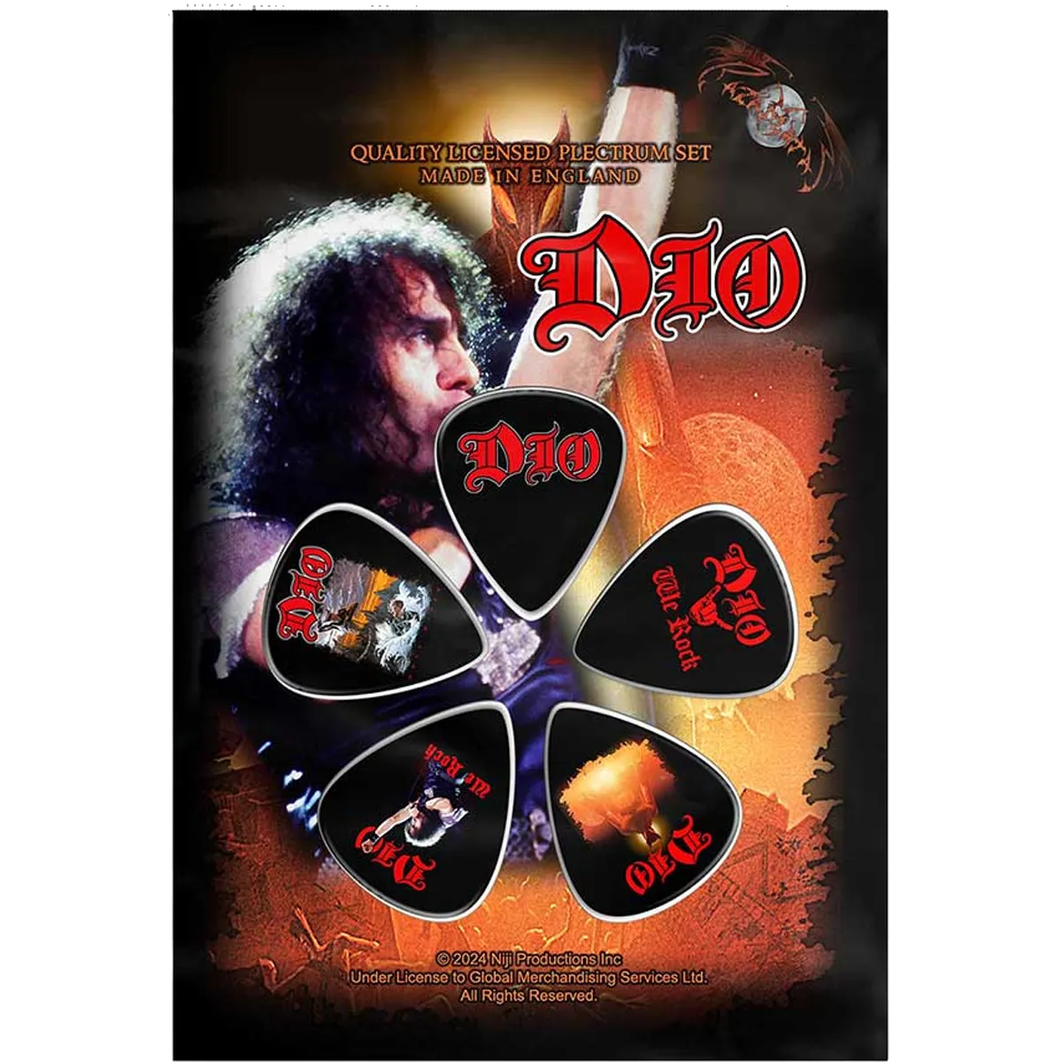 Set officiel de médiators Dio présenté sur carte blister