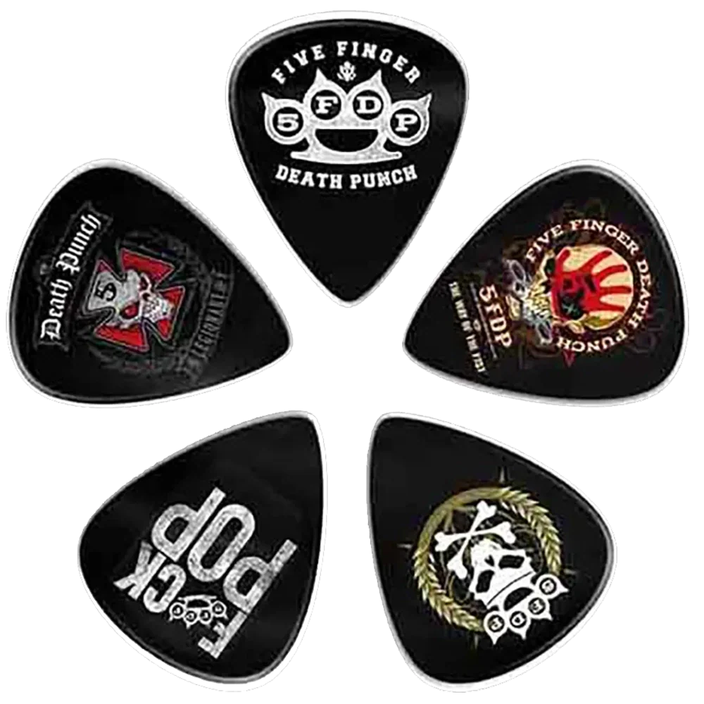 5 médiators Five Finger Death Punch assortis, décorés de visuels divers