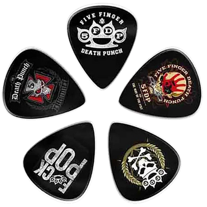 5 médiators Five Finger Death Punch assortis, décorés de visuels divers