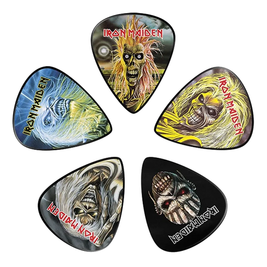 Ensemble de médiators Iron Maiden assortis, décorés de visuels Book of Souls
