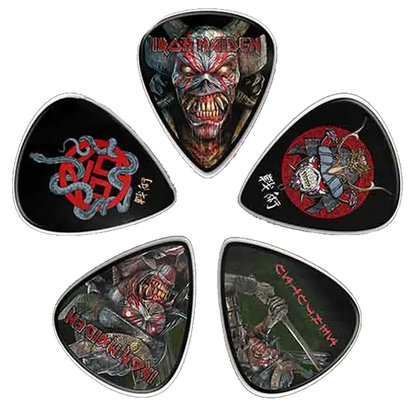 Ensemble de médiators Iron Maiden assortis, décorés de visuels Senjutsu