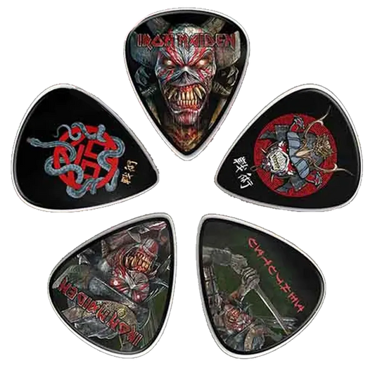Ensemble de médiators Iron Maiden assortis, décorés de visuels Senjutsu