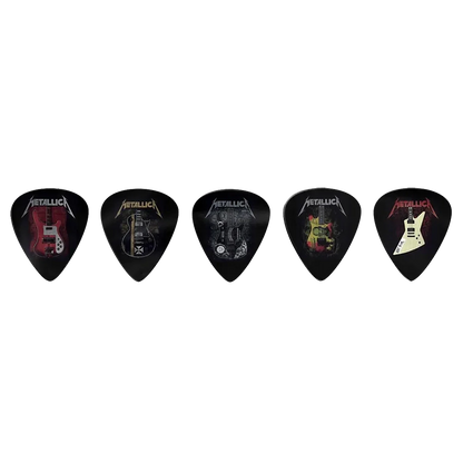 Ensemble de médiators Metallica assortis, décorés de visuels guitares
