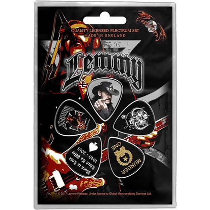 Set officiel de médiators Motorhead - Lemmy présenté sur carte blister
