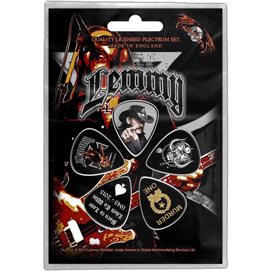 Set officiel de médiators Motorhead - Lemmy présenté sur carte blister