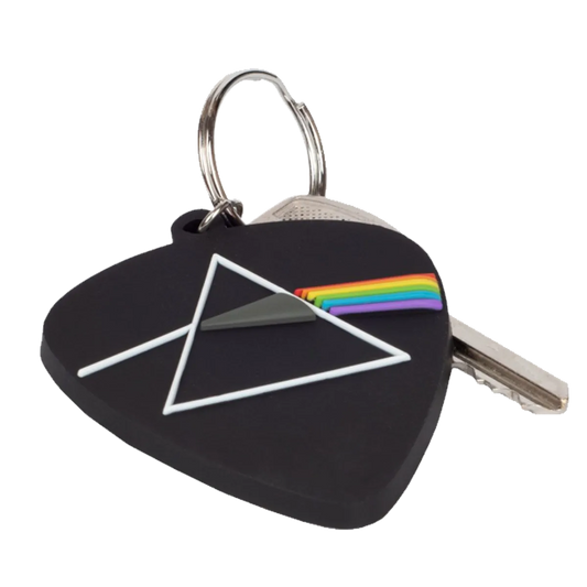 Porte-clés médiator Pink Floyd avec clé accrochée