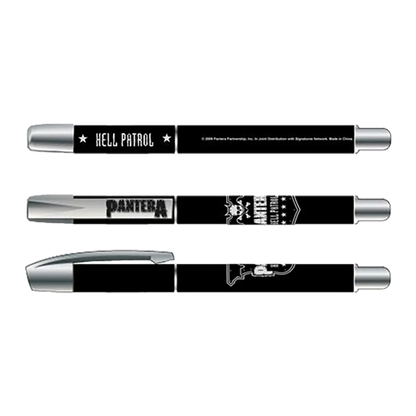 Vue détaillée du stylo Pantera Hell Patrol avec logo et texte