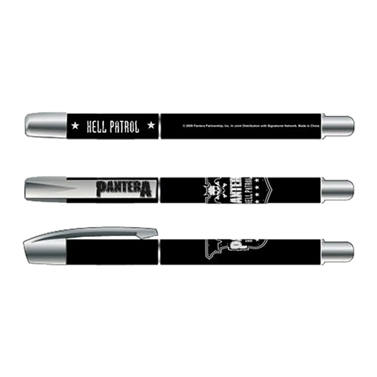 Vue détaillée du stylo Pantera Hell Patrol avec logo et texte