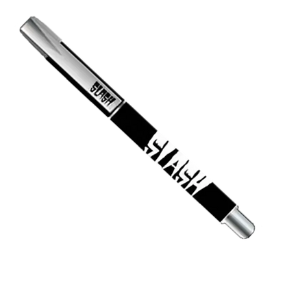 Gros plan sur le logo Slash en blanc sur fond noir