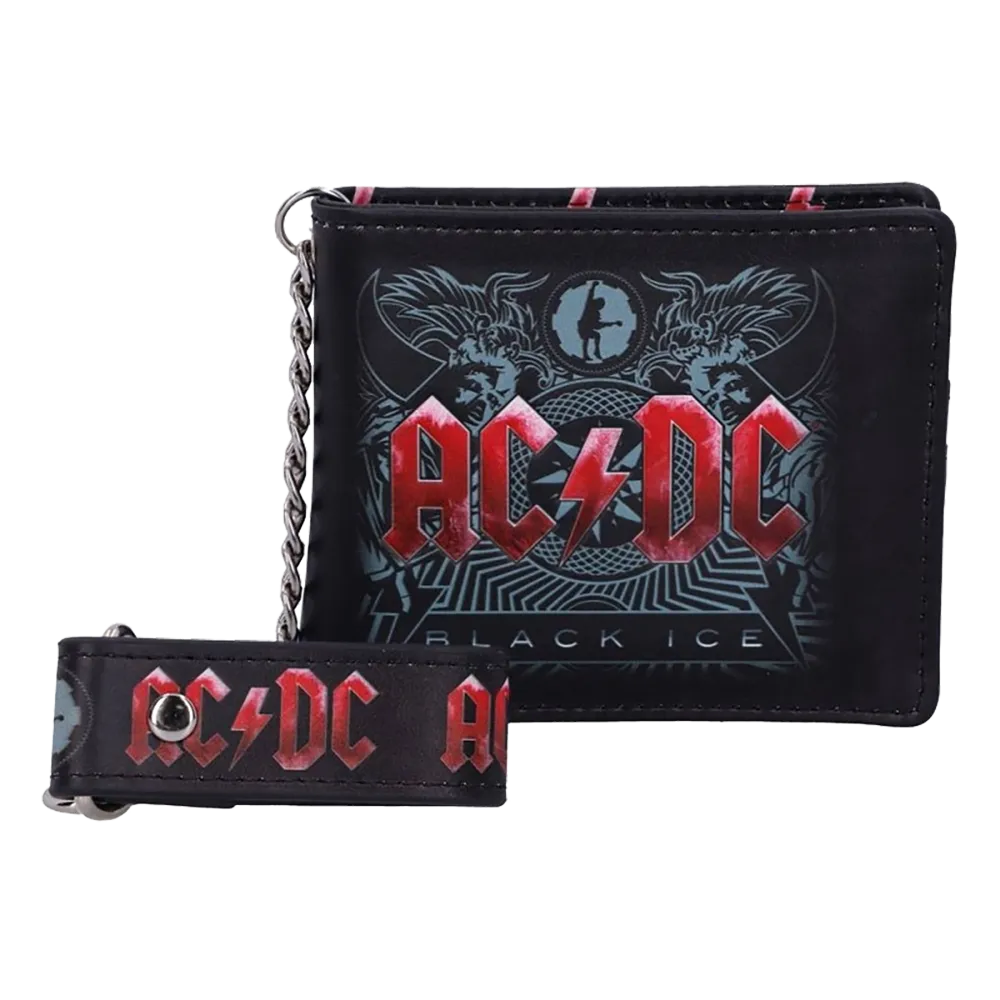 Portefeuille AC/DC – Black Ice avec chaîne (vue de face)