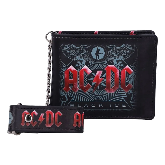 Portefeuille AC/DC – Black Ice avec chaîne (vue de face)