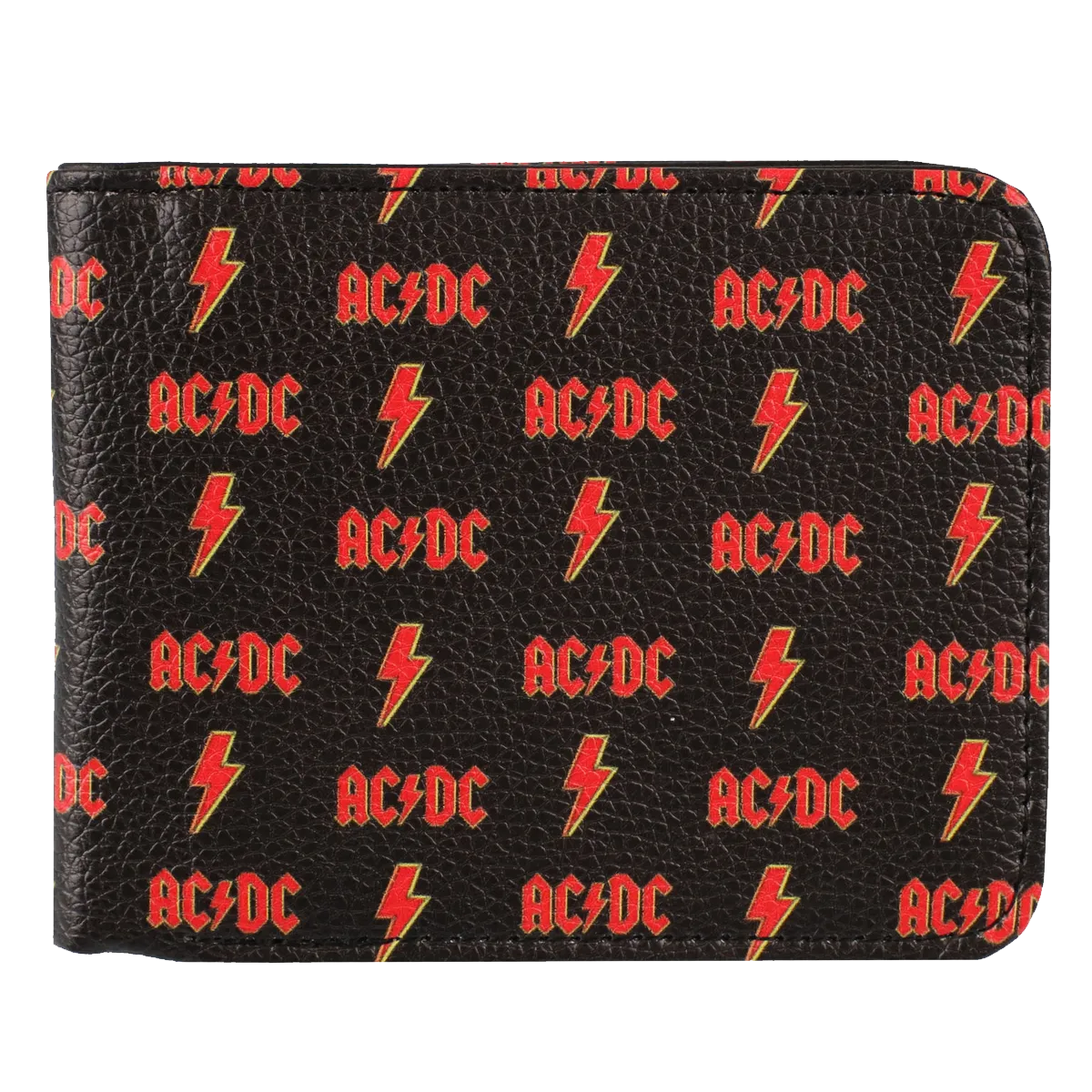 Portefeuille AC/DC Rocksax noir avec logo et éclairs rouges et jaunes – vue avant