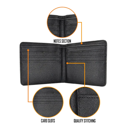 Portefeuille AC/DC Rocksax ouvert avec zoom sur coutures et rangements