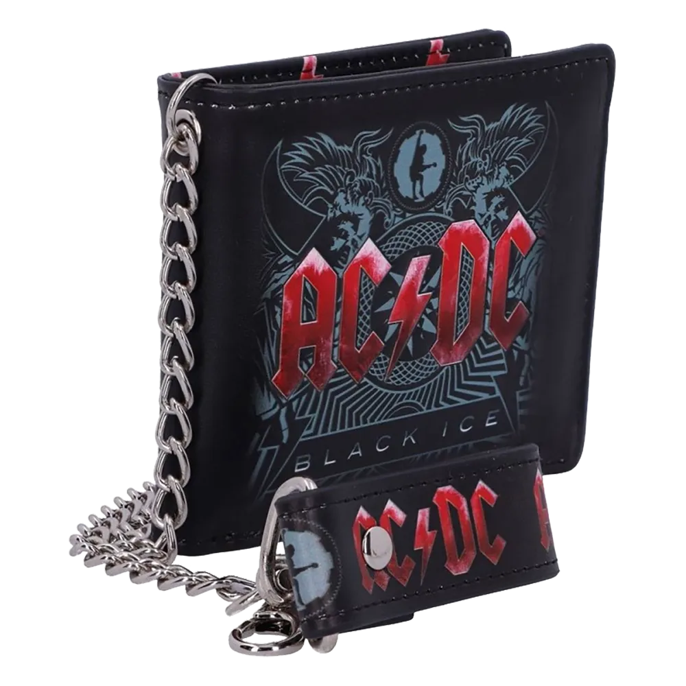 Portefeuille AC/DC – Black Ice avec chaîne (vue de coté)