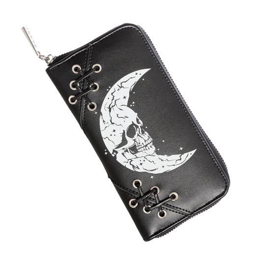 Portefeuille gothique Banned Alternative Skull Moon avec imprimé lune-crâne