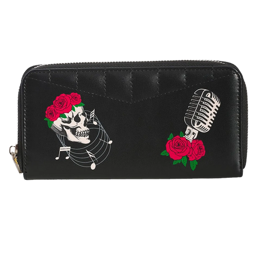 Portefeuille Banned Alternative Nashville avec crâne et roses – vue avant