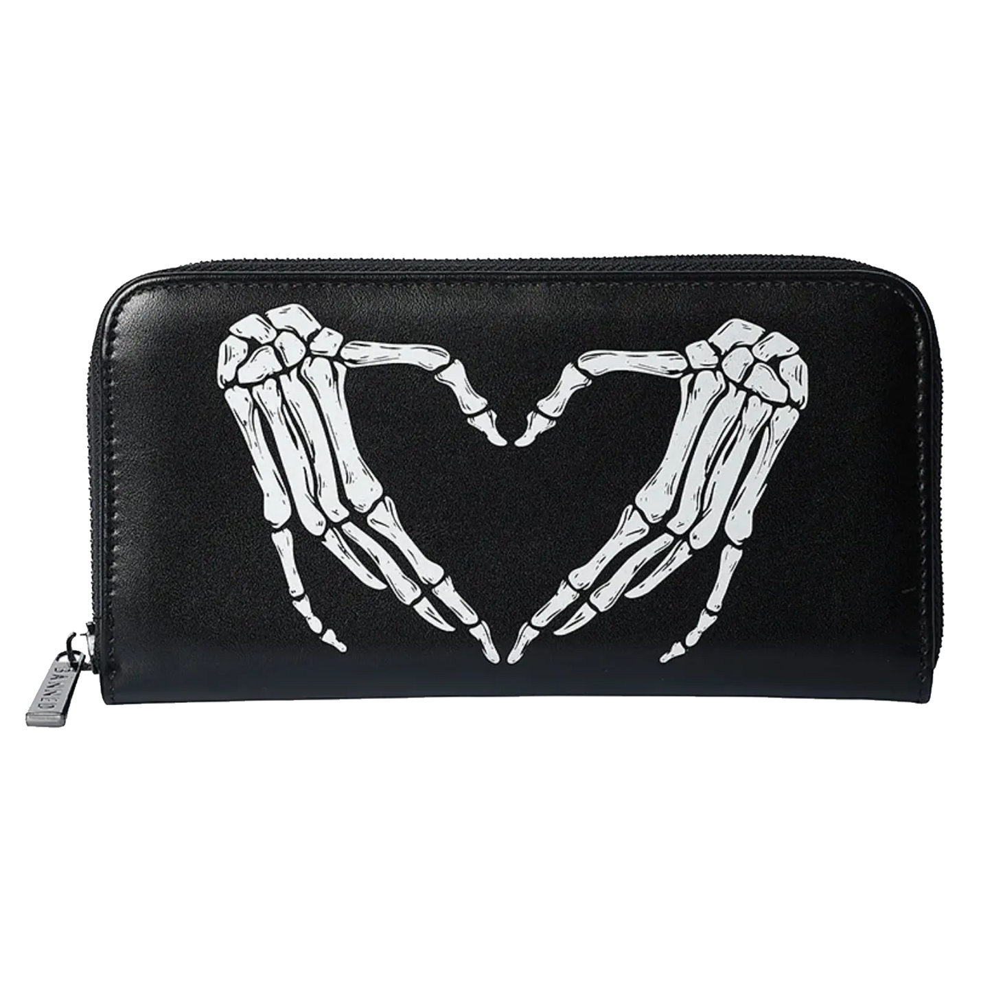 portefeuille goth banned darkest love coeur squelettes face