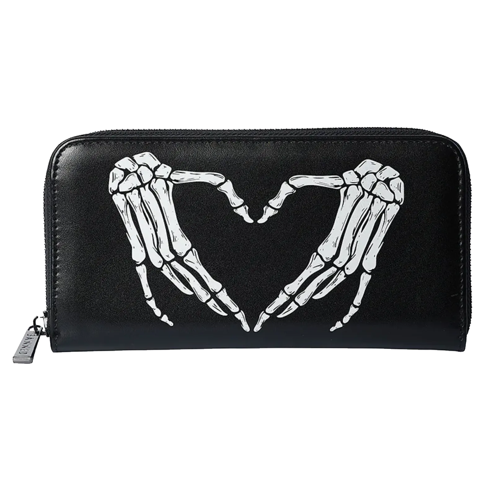 portefeuille goth banned darkest love coeur squelettes face