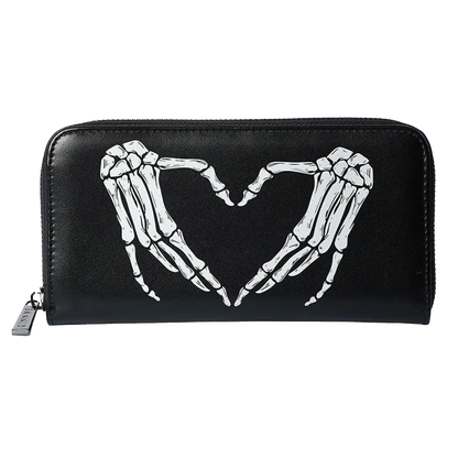 portefeuille goth banned darkest love coeur squelettes face
