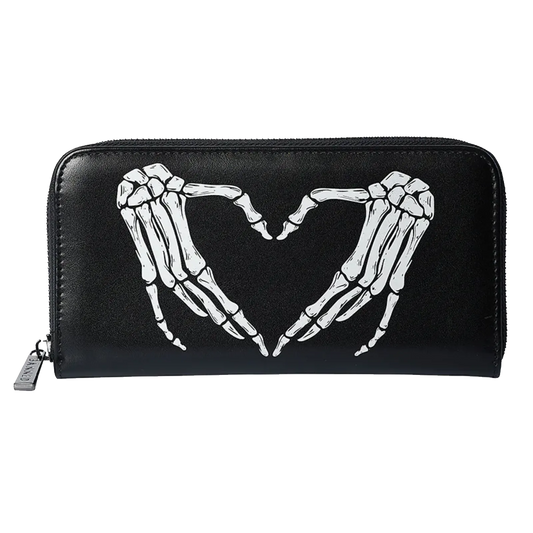 portefeuille goth banned darkest love coeur squelettes face
