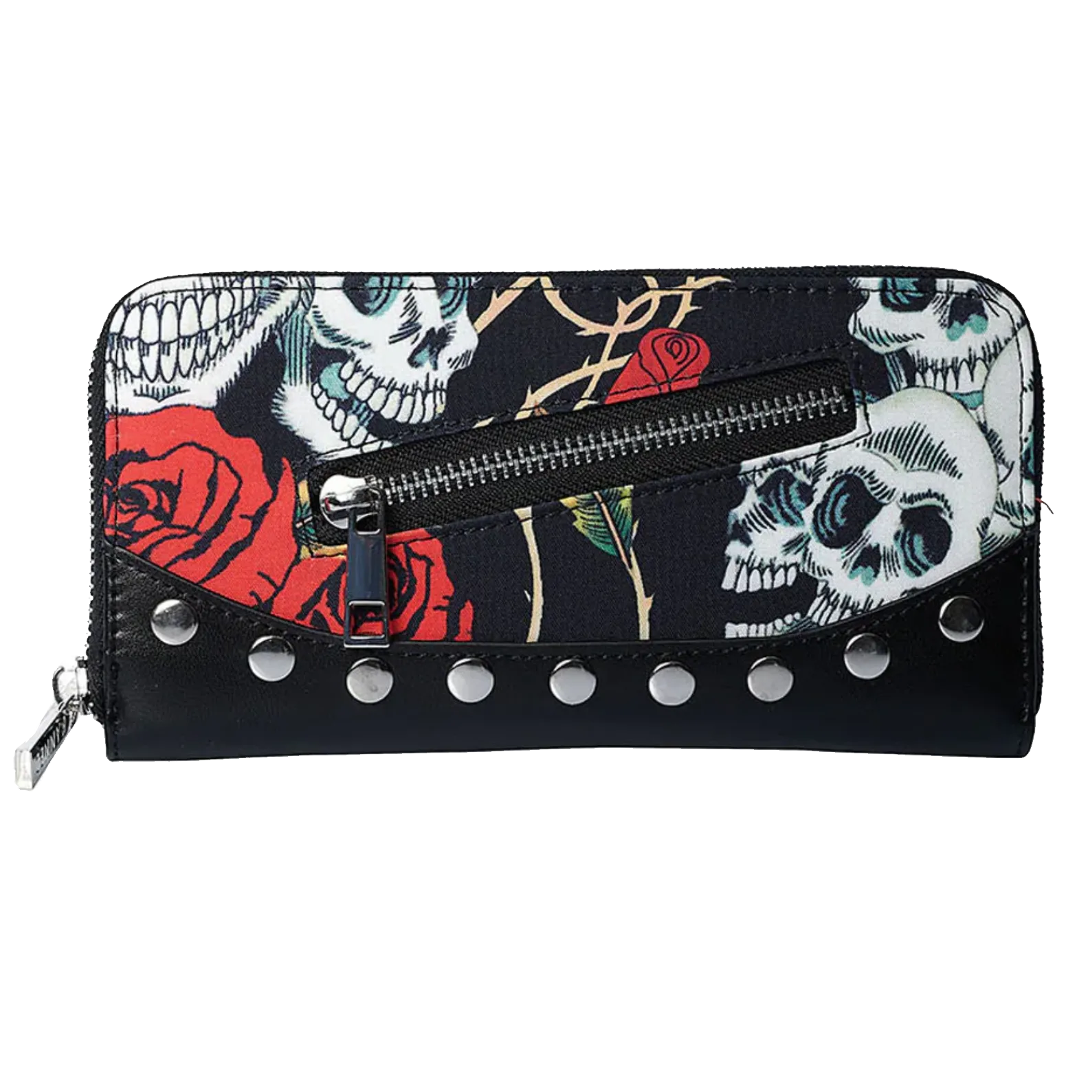 portefeuille goth banned skull roses face