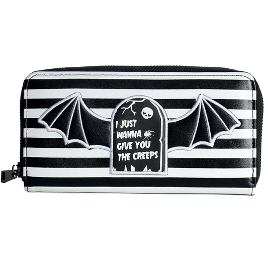 Portefeuille goth rayé Banned Alternative Creeps avec chauve-souris