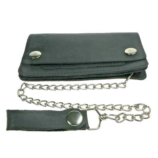 Portefeuille biker en cuir avec chaîne - Vue avant