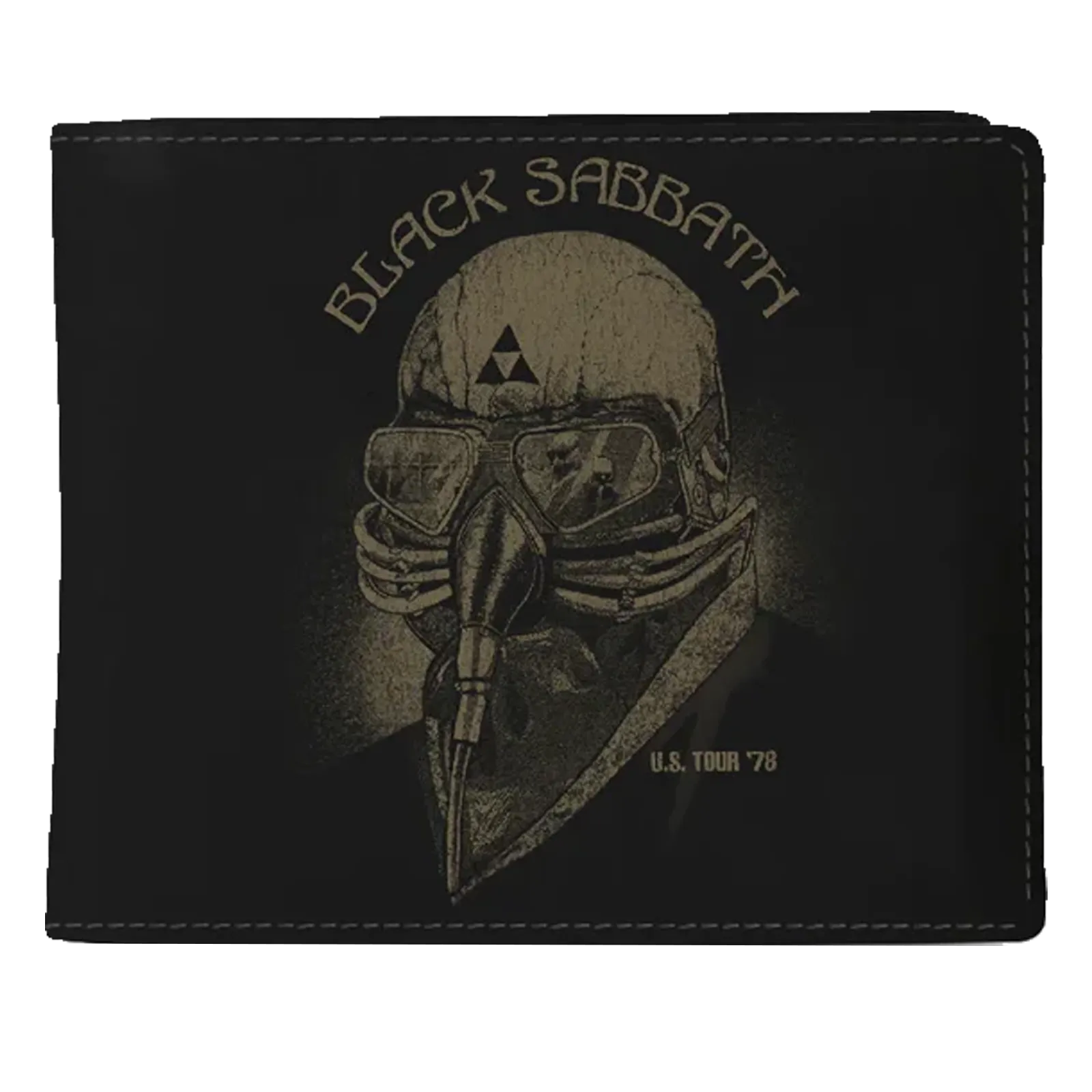 Portefeuille Black Sabbath U.S. Tour 78 vue de face avec design masque doré