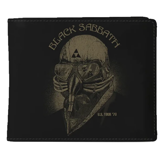 Portefeuille Black Sabbath U.S. Tour 78 vue de face avec design masque doré