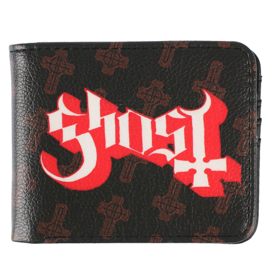 Portefeuille Ghost logo rouge avec croix inversées - vue avant