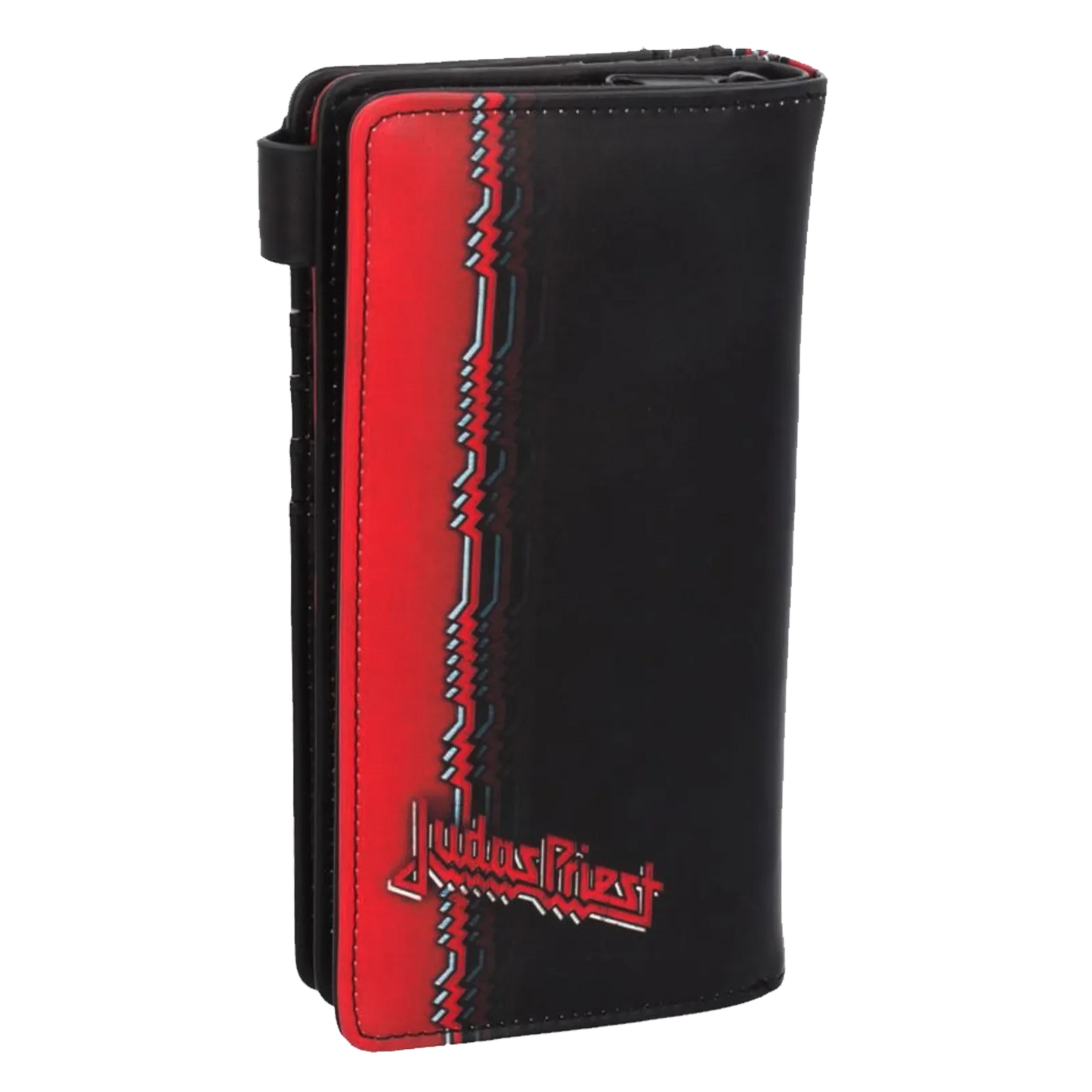 Dos du porte-monnaie Judas Priest British Steel avec logo et motifs métalliques