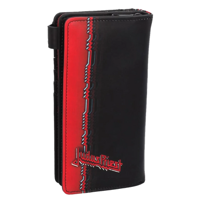 Dos du porte-monnaie Judas Priest British Steel avec logo et motifs métalliques