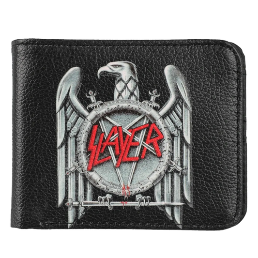 Portefeuille Slayer noir avec logo aigle et pentagramme