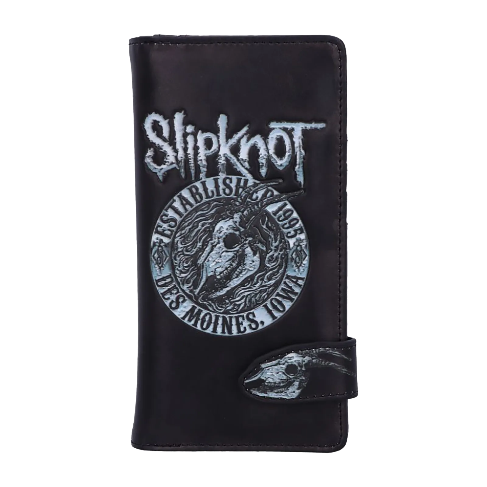 Porte-monnaie Slipknot Des Moines Legacy face avant avec logo et crâne de chèvre.