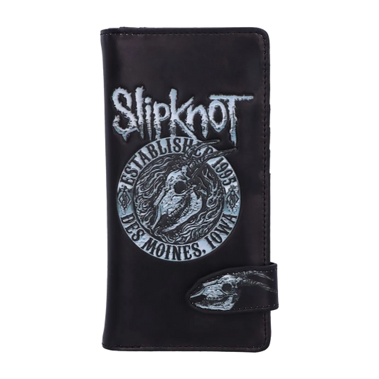 Porte-monnaie Slipknot Des Moines Legacy face avant avec logo et crâne de chèvre.