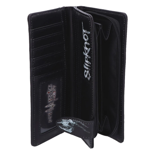 Intérieur porte-monnaie Slipknot avec compartiments et poche zippée.