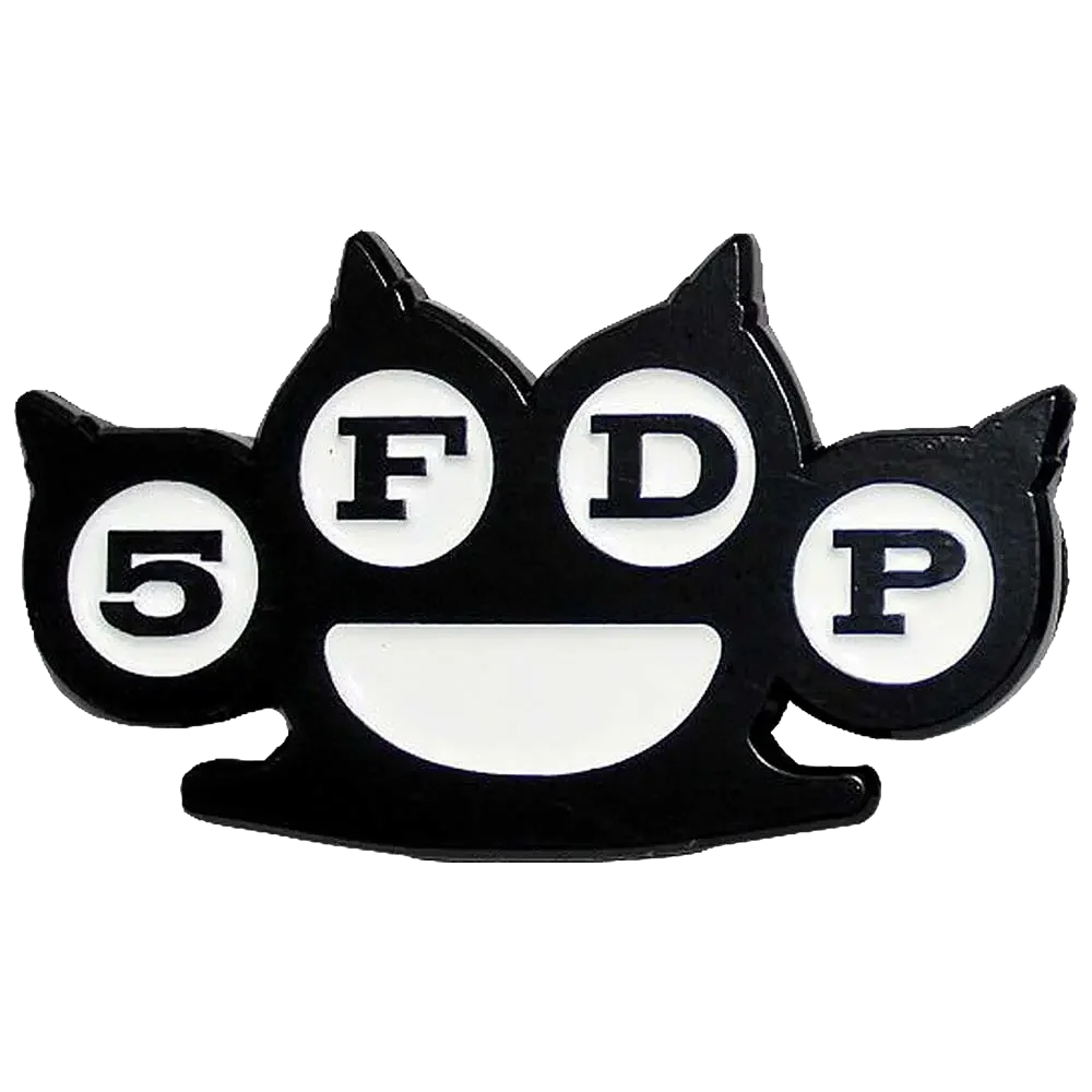 Pin's logo Five Finger Death Punch blanc et noir - badge métallique officiel Rock Off