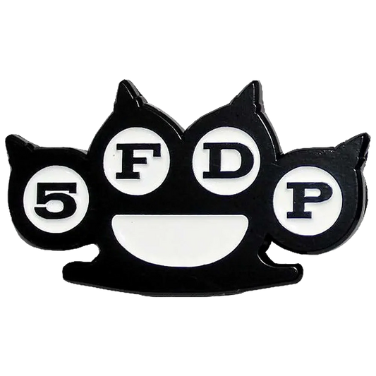 Pin's logo Five Finger Death Punch blanc et noir - badge métallique officiel Rock Off